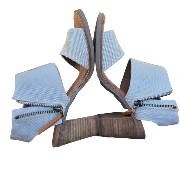 Toms Womens Open-Toe Canvas Ankle Zip Sandals Size 6 Light Brown & Beige - Picture 6 of 8